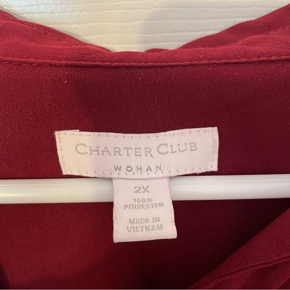 Maroon Button Down Blouse with Gold Button Detail - Picture 4 of 7